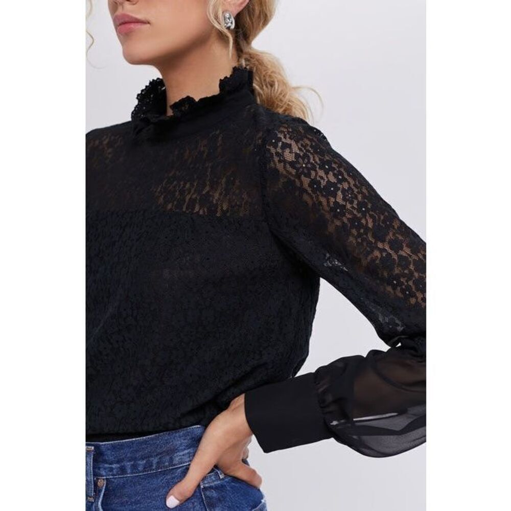 NEW TUCKERNUCK Black Lace Rosalee Blouse top size XL Floral - Picture 4 of 14